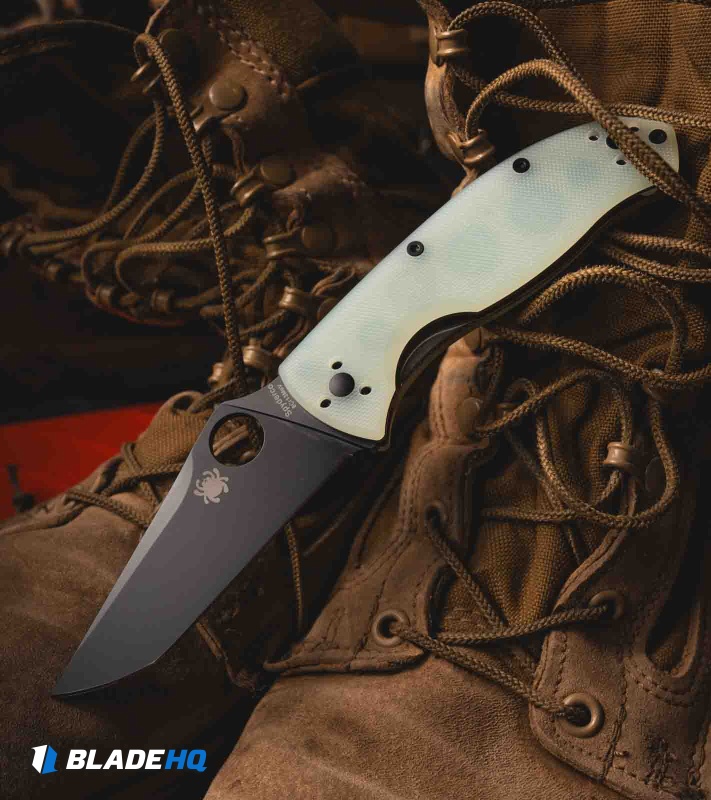 Spyderco Tenacious Liner Lock Knife Natural G-10 Tanto (3.5" Black) C122GPTBK